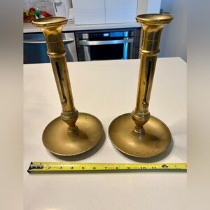 Pair Antique 1900th Century French Candlesticks Brass